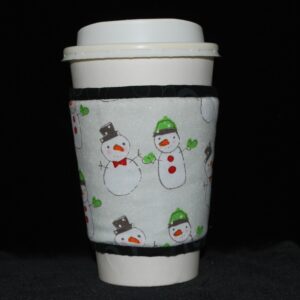 Snowman buddies on pale gray (with glitter)