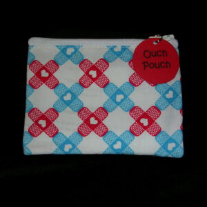 Blue & red band-aid crosses on white